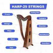 29Strings Irish Harp Rosewood Musical Instruments Harp Extra Strings Set,Key,Bag