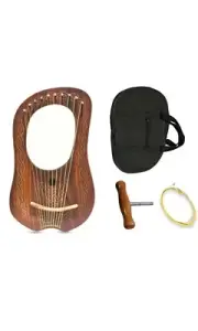 Lyre Harp New Piping 10 Metal Strings Harp and Tuning Key Free Case