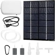 Solar Pond Aerator with Rechargeable Air Pump - 2000mA Battery Oxygenator for Fish Tank, Garden, Pool, and Pond Aeration