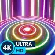 Flickering Colorful Lights Circle Music Stage 4K Background Loop -Hypnotic Waving Tunnel | HD 4K Videos Screensaver for Relaxing