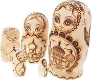 Yardwe 1 Set Russian Nesting Dolls Unfinished Wooden Matryoshka Dolls with Double Headed Eagle Design Handmade Present for Home Decor Cultural Heritage Art