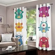 Exquisite Curtains for Kids Bedroom Cartoon & Animals 3D Pattern Microfiber Blackout Fabric Eyelet Window Drapes for Kids Nursery Playroom 2 Panels W117cm (46") x D183cm (72") x 2