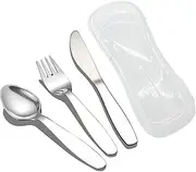 VANRA 2 Pieces Children Fork Spoon Set with Travel Case for Lunch Box, 18/8 Stainless Steel Kids Silverware Flatware Set Kids Utensil Set for School (Fork Spoon) (1 Fork+ 1 Spoon+ 1 Knife)