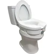Carex E-Z Lock Raised Toilet Seat – 5" Height Boost, Elongated Fit, 300 lb Cap.