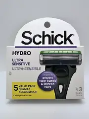 Schick Hydro Ultra Sensitive 3 Bladed Razor Refills 5 Cartridges