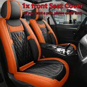 Leather Car Seat Cover for Jeep Cherokee WK2 WJ 2004 2014 Patriot Wrangler Compass 2007 2019 Renegade Grand Interior Accessories Black Orange Front