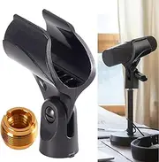 1 Pack Adjustable Microphone Clip Holder for Mic Stand, Universal Microphone Holder, Mic Clip Holder for Wired Wireless Mic, Mic Clip for Stand Handhold Microphone