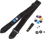 VINTORKY 1 Set Guitar Strap Kit for Acoustic Electric Guitars Includes Picks Buckle Locks Comfortable and Lightweight