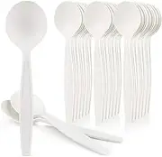 HeloGreen 6 (Soup Spoon 50-Count Package) Eco-friendly Biodegradable Cornstarch Disposable Microwavable Elegant Premium Medium Weight Cutlery