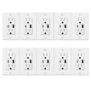 5.8A High-Speed USB Type C Wall Outlet Charger 15A Duplex TR Receptacle Plug ×10