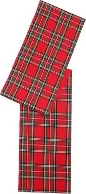 COTTON CRAFT Christmas Table Runner - Xmas 13x72 Inch, Red Green Multi Plaid