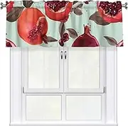 LHBWCVN Pomegranate Pattern Valances for Windows, Rod Pocket Window Treatment Drapes Farmhouse Kitchen Curtains Short Blackout Window Curtains for Living Room Bedroom Decor 54x18 Inch