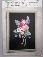 KNITTED FLOWER PICTURE to fit 12x16", 8ply - PETER GREGORY Knitting Pattern 756
