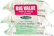 RealCare Facial Cleasing Wipes | 5 In 1 Cleansing | Vitamin A, C, E | Alcohol Free | Perfect for Makeup Removes Face & Eye | Triple Pack | 3 x 25 Pack
