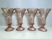 Set Of Four 4 Vintage Pink Glass Ice Cream Sundae Glasses By Fostoria