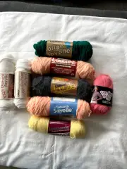 Lot of 8 Skeins of Mixed Yarns in Various Colors ( Caron, Sayelle, Etc.)