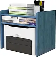 Printer Stand,2 Tier Layer Wood Organizer,Desktop Printer Shelve,for Fax Machine Scanner Files Books can Bear About 10kg(Blue)