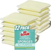 [MR. SCRUB] All-Purpose Sponges, Non Scratch, for Washing and Cleaning Dishes, Premium Scrub and Scrubbers, 12 Pads, Ideal for Kitchen, Bathroom