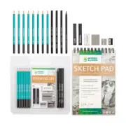 Drawing Set - Sketching and Pencils - 100 Page Drawing Pad, Kneaded Eraser. A...