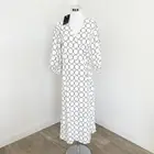 Brave+True Jessica Wrap Midi Dress 3/4 Sleeve V Neck White Circles Size S New