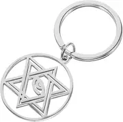 [Holibanna] Six Pointed Star Key Chain Key Fob Bag Charm Decorative Keychain Decorative Keyring Hexagram Pendant Keychain Backpack Keychain Hexagram Evil Eye Keychain Stainless Steel Silver