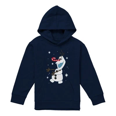 Frozen Olaf Candy Cane Christmas Kids Hoodie, Navy, 5-13 Years