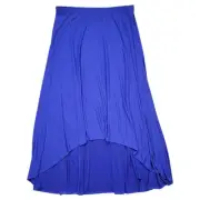 Chicos Joey Skirt Womens 1 Medium Brazilian Blue High Low Maxi Pull On Stretchy