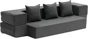[VEVOR] 3-in-1 Folding Sofa, Foldable Sofa Bed with 3 Cushions & Washable Cover, Convertible Sleeping Chair Made of 25D Memory Foam, Couch for Living Room, Bedroom, Light Grey (Twin/1030 x 1930 x 225