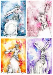 Watercolor Hares | A3 or A4 Rice Paper for Decoupage | Decoupage Queen