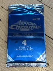 + 2019 TOPPS CHROME MLB BASEBALL 4-Card Sepia Refractor PACK Sealed Tatis RC?