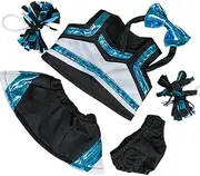 Metallic Teal & Black Cheerleader Outfit Fits Most 8"-10" Webkinz, Shining Star and 8"-10" Make Your Own Stuffed Animals and Build-A-Bear