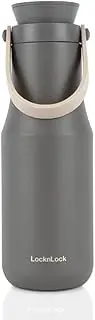 [LocknLock] Metro Bottle Double-Wall Insulated Stainless Steel with Silicone Handle, 16 oz, Gray