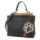 NEW Chala Convertible Satchel Crossbody Tote Black Bag IVORY PAW Coin Purse