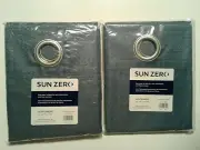 Sun Zero Window Curtain One Panel Grommets Blue Thermal Room Darkening 40" x 63"