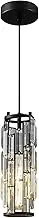 Crystal Pendant Lamp with Battery, Without Power Connection, Rechargeable Pendant Light with Remote Control, Battery Operated, 7 Colour Conversion for Kitchen Island, Bedside Table, Bedroom (Black)