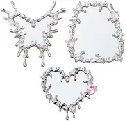 Ipetboom Cute Hand Mirror Heart Butterfly 3pcs Foldable Makeup Mirror Lightweight for Travel