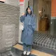 大尺碼韓版學院風休閒風衣春季中長款寬鬆外套氣質