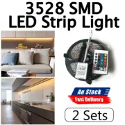 2sets 5M LED Strip Light Waterproof 300 LEDS RGB 3528 SMD 12V + IR Controller