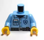 Lego - Minifigure Torso - Light Blue, Police Logo, Pocket, Belt