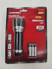 Husky 200 Lumen LED Aluminum Flashlight With Energizer Battiers Included