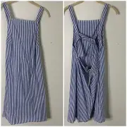 ASOS blue white tripes APRON MINI DRESS buckle back Sz 4