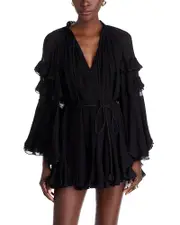 Alice and Olivia Adaline Gathered Tie Waist Mini Dress
