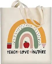 [Generic] 2 Pack Canvas Totes Bag Teacher Appreciation Reusable Teacher Bag for Back To School Supplies