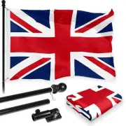 Combo Pack: 6 Feet Tangle Free Spinning Flagpole (Black) UK United Kingdom