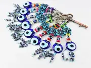 Turkish Blue Evil Eye and Hamsa Hand Key Chain Bag Charm Lucky Eye Keyrings