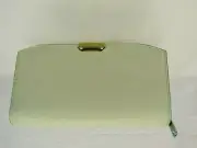 BURBERRY ALVINGTON LIMESTONE SMOOTH LEATHER GOLD LOGO ZIP AROUND WALLET ITALY
