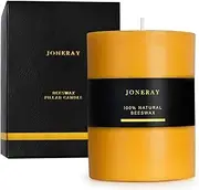 JONERAY Natural Beeswax Large Unscented Pillar Candle-3x4Inch