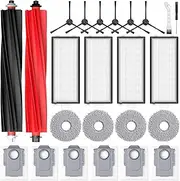 24 Pack Accessories Kit for Roborock Qrevo Master/Qrevo Slim Robot Vacuum, Replacement Parts with Dual Main Brush, 6*Side Brushes, 4*Filters, 4*Microfiber Mop Cloths, 6*Dust Bags, 2*Tools