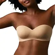 [Hanaoops] Hanaops Women's Strapless Bra Push Up Without Underwire Strapless Bandeau Bra Full Cup Non-Slip Invisible Minimiser Bra Seamless Multiway T-Shirt Bra Removable Straps