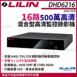 監視器 LILIN 利凌 DHD6216 16路8聲 500萬 H.265 ⾼清監控錄影主機 雙硬碟 DVR